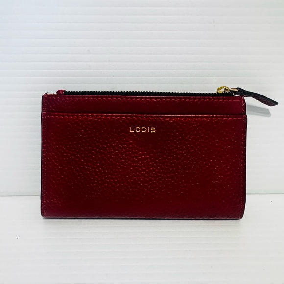 Lodis Red Leather Zip Card Case Wallet - Picture 2 of 12